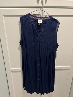Knox Rose Navy Button-Front Sleeveless Sundress